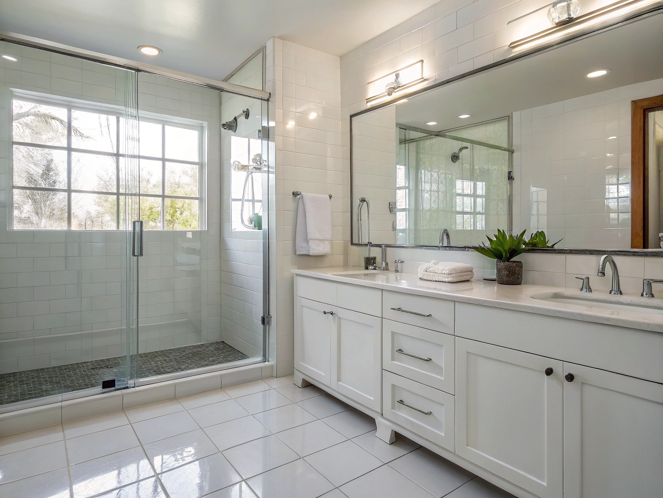 Polished sunlit condo bathroom in North York